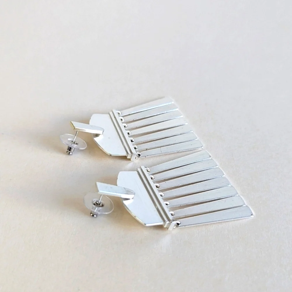 Kendra Scott Layne Metal Fringe Statement Earrings Silver Tone